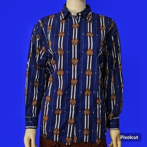 VTG CORBIN LTD 1980s Nautical Striped Button Down Long Sleeve Unisex Shirt